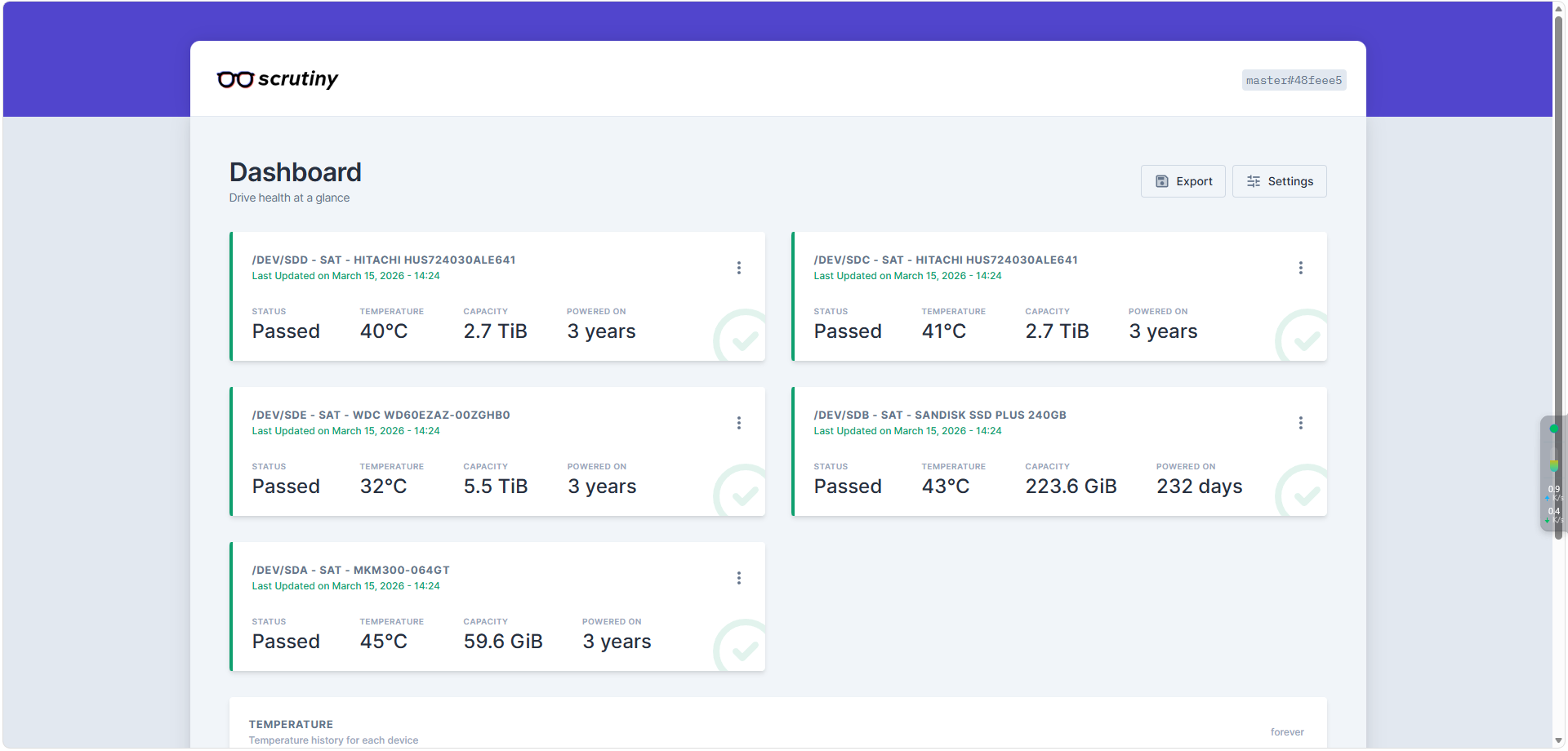 Scrutiny :一款基于web端的硬盘状态查看与监控工具